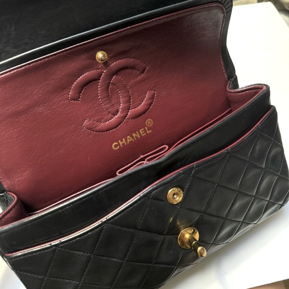 CHANEL CLASSIC DOUBLE FLAP BAG VINTAGE 1988 SMALL Black 24K Gold - Picture 10 of 16